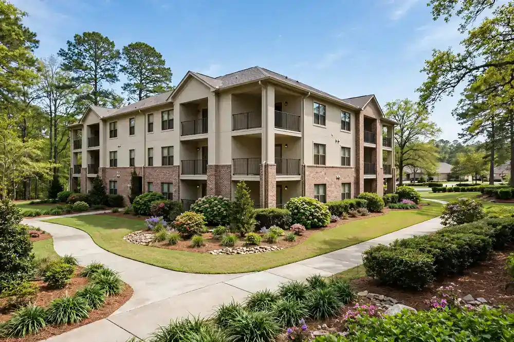 Low-rise condominium building in the Deerfield area of Alpharetta
